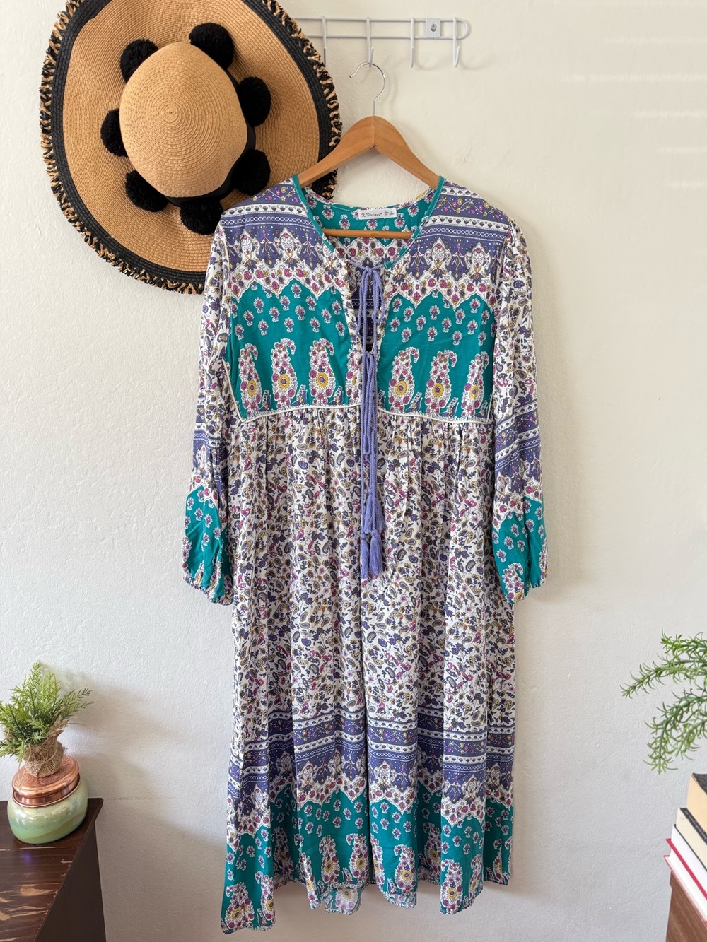 R. Vivimos Boho Long Sleeve Midi Dress Size Large